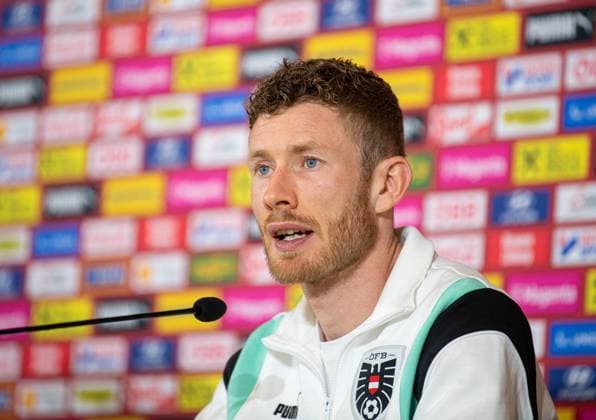 Football, Men, Season 2023 2024, European Championship 2024 in Germany, Press conference of the Austrian national team at Messe Berlin, Florian Kainz Austria , 14 06 2024, Copyright: xSebastianxRäppold MatthiasxKochx