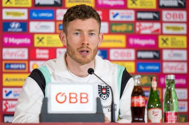 SOCCER - UEFA EURO, EM, Europameisterschaft,Fussball 2024 BERLIN,GERMANY,14.JUN.24 - SOCCER -UEFA EURO 2024, OEFB, Oesterreichischer Fussball-Bund, press conference, PK, Pressekonferenz Image shows Florian Kainz (AUT).  GEPAxpictures xJohannesxFriedl