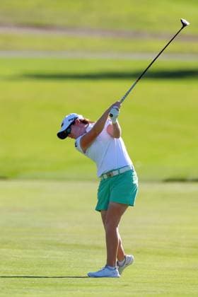 Meijer LPGA, Golf Damen Classic Leona Maguire of Cavan, Ireland hits from the 18th fairway during the first round of the Meijer LPGA Classic for Simply Give golf tournament at Blythefield Country Club in Belmont, MI, USA Thursday, June 13, 2024. Belmont Michigan United States  Copyright: xAmyxLemusx originalFilename:lemus-meijerlp240613_npZbQ.jpg