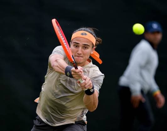 14th June 2024; Lexus Nottingham Tennis Centre, Nottingham, England; Rothesay Nottingham Open, Day 5; Mattia Bellucci returns to Jack Pinnington Jones, mens singles  ActionPlus12654097 PaulxBonser