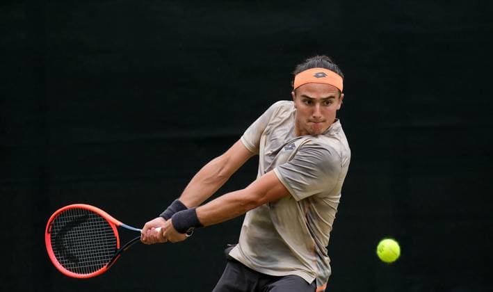 14th June 2024; Lexus Nottingham Tennis Centre, Nottingham, England; Rothesay Nottingham Open, Day 5; Mattia Bellucci returns to Jack Pinnington Jones, mens singles  ActionPlus12654099 PaulxBonser