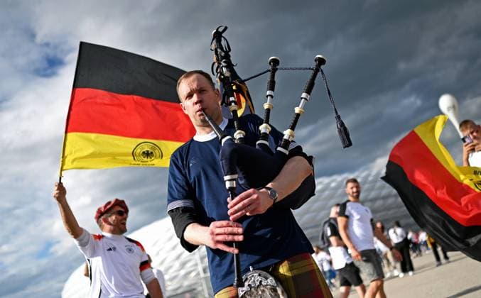 Football, European Championship, EURO 2024, Group A, Allianz Arena Munich Germany Scotland Fans in front of the stadium Fan, Fans, Fan culture, Enthusiasm