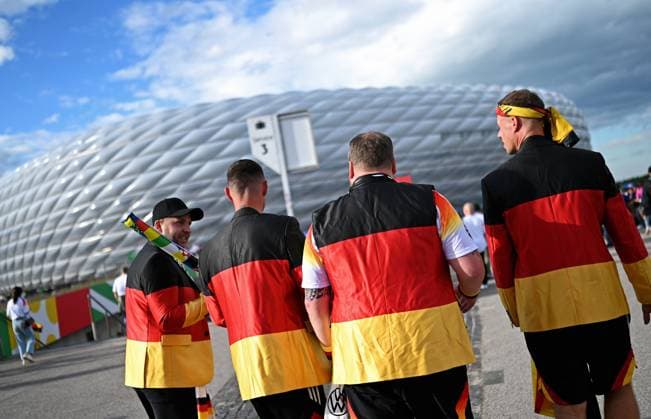 Football, European Championship, EURO 2024, Group A, Allianz Arena Munich Germany Scotland Fans in front of the stadium Fan, Fans, Fan culture, Enthusiasm