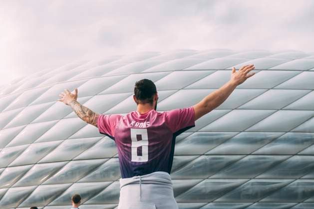 Munich, Allianz Arena, 19 09 2021 German fan with Toni Kroos jersey outside the stadium prior the match UEFA European Championship 2024 Germany v Scotland