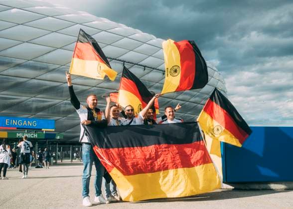 Munich, Allianz Arena, 19 09 2021 German fans outside the stadium prior the match UEFA European Championship 2024 Germany v Scotland