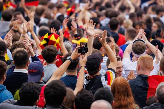 UEFA Euro 2024 Germany Scotland Fan Zone Berlin Brandenburg Gate 14 06 2024 Around two hours before kick-off of the opening match, the Fan Zone is already well filled and the atmosphere is good Cheering fans Impressions from the Fan Zone at the Brandenburg Gate in Berlin for the opening match of the European Championship between Germany Scotland UEFA Euro 2024 14 06 2024 Copyright: xBEAUTIFULxSPORTS Hahnex