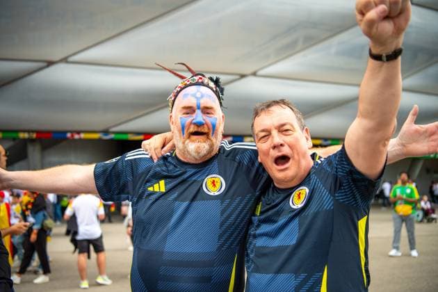 Scottish football fans before the opening match of the European Championship Germany Scotland on 14 06 2024 Munich Munich Football Arena Bayern Germany