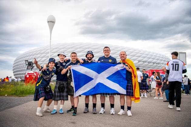 Scottish football fans before the opening match of the European Championship Germany Scotland on 14 06 2024 Munich Munich Football Arena Bayern Germany
