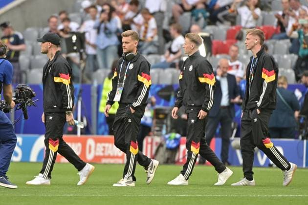Image shows pitch inspection Team Germany, German national team, 14 06 2024, Munich, Football, European Championship, Germany Scotland, EVENT REGULATIONS PROHIBIT ANY USE OF PHOTOGRAPHS AS IMAGE SEQUENCES AND OR QUASI VIDEO xklx