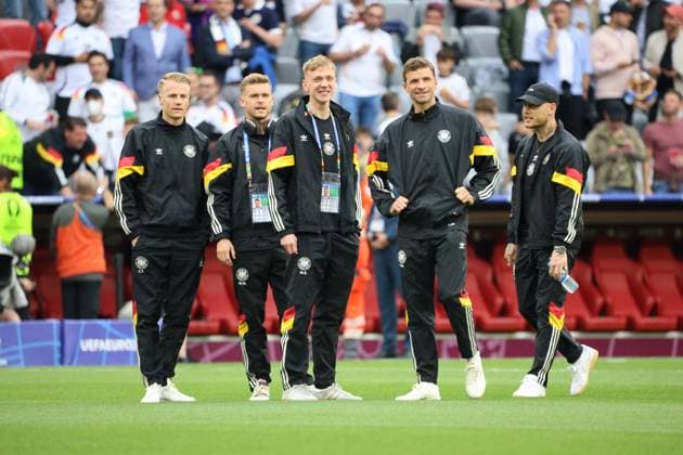 14 06 2024, Football, Men, UEFA European Championship 2024, Opening match, Group A, Germany Scotland, Maximilan Beier Germany , Chris Fuehrich Germany , Thomas Mueller Germany , Maximilian Mittelstaedt Germany , David Raum Germany Munich Allianz Arena Bayern Germany EN Copyright: xSebastianxBachx