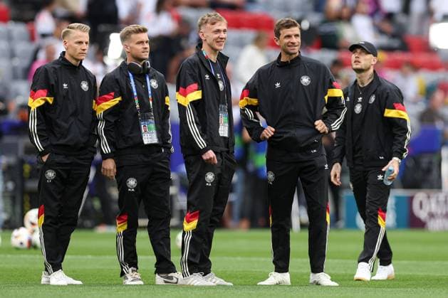 Germany players arrive Germany v Scotland, UEFA European Championship, EM, Europameisterschaft 2024, Group A, Football, Munich Football Arena, Munich, Germany, 14 Jun 2024 EDITORIAL USE ONLY No use with unauthorised audio, video, data, fixture lists, club league logos or live services. Online in-match use limited to 120 images, no video emulation. No use in betting, games or single club league player publications.  Copyright: xPaulxCurrie Shutterstockx 14523776bh