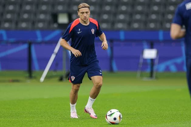 Croatia Training Session And press conference, PK, Pressekonferenz Group B - UEFA EURO, EM, Europameisterschaft,Fussball 2024 BERLIN, GERMANY - JUNE 14: Lovro Majer of Croatia during Croatia training session on Olympic Stadium on June 14, 2024 in Berlin, Germany. LukaxStanzl PIXSELL