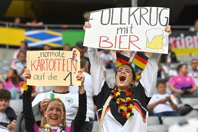 female german fans,football fans,supporters of Niclas FUELLKRUG GER and goalkeeper Manuel NEUER GER group phase group A Germany GER Scotland SCO on 14 06 2024 Football Arena Munich, Football UEFA EURO 2024 GERMANY from 14 06 2024 14 07 2024