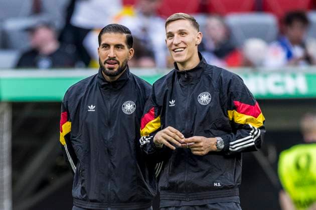 UEFA EURO 2024 Opening match Germany Scotland 14 06 2024 Emre Can Germany, 25 and Nico Schlotterbeck Germany, 15 laugh UEFA EURO 2024 Opening match Germany Scotland Munich Football Arena, Munich on 14 06 2024 Copyright: xBEAUTIFULxSPORTS Wunderlx