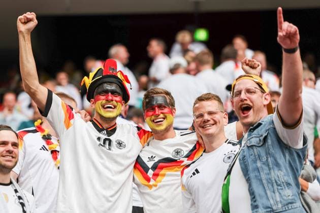German fans, joy, cheering, emotions, gestures, football, UEFA, European Championship, Group A 2024, Germany vs Scotland, 14 06 2024, Munich Football Arena, Munich, Germany Munich Football Arena Bayern Germany Copyright: xGrantxHubbsx
