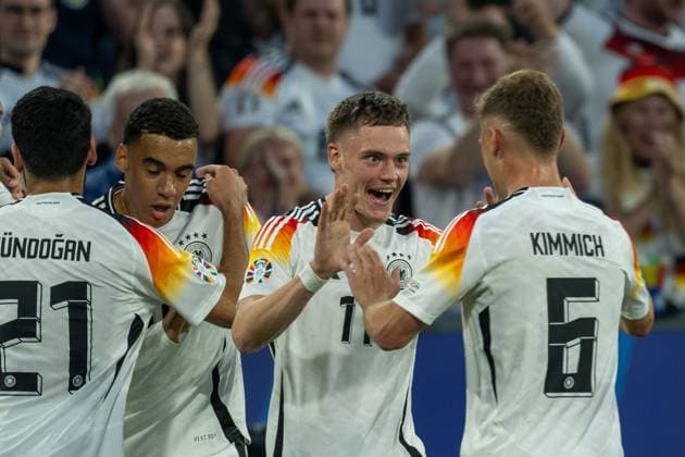 Goal for 1 0 by Florian Wirtz Germany, 17 , with Joshua Kimmich Germany 06 , GER, Germany GER vs Scottland SCO , European Football Championship, UEFA EURO 2024, Group A, Matchday 1, 14 06 2024, GER, Germany GER vs Scottland SCO , European Football Championship, UEFA EURO 2024, Group A, Matchday 1, 14 06 2024 Munich Copyright: xEibner-Pressefoto SaschaxWaltherx EP_EER