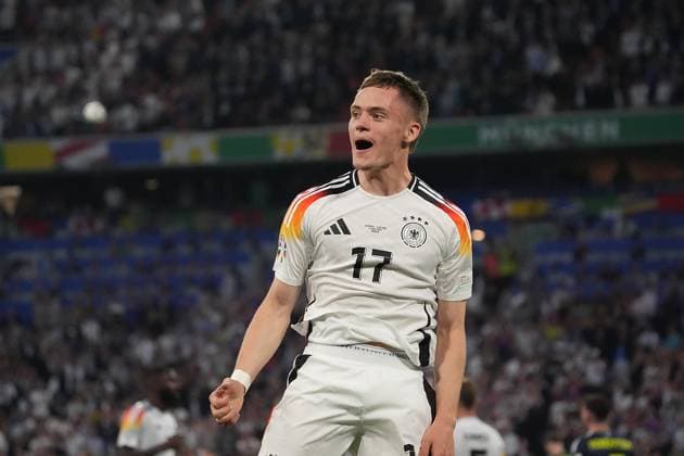14 06 2024, Allianz Arena, Munich, GER, EM UEFA 2024, Group A, Germany vs Scotland, in the picture Florian Wirtz Germany 17 is happy about the goal for 1 0 Defodi 506 20240614 hbr 1851 Defodi-506