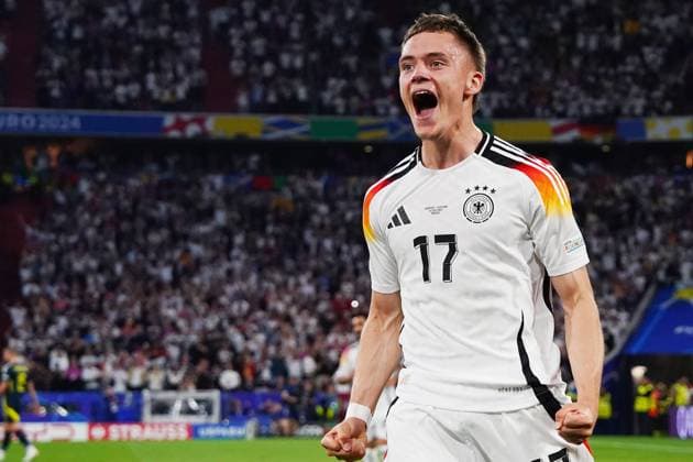 Germany s Florian Wirtz celebrates after scoring 1-0 during the Euro 2024 soccer match between Germany and Scotland at the Allianz Arena , Munich, Germany - Friday 14 , June , 2024. - Soccer .  Copyright: xSpada LaPressex