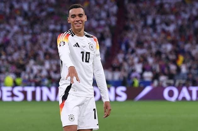 Soccer UEFA EURO 2024 group stage 1 match day opening match Germany Scotland on 14 06 2024 at the Munich Football Arena in Munich Goal celebration cheer Goal for 2 0 by Jamal Musiala Germany xRx