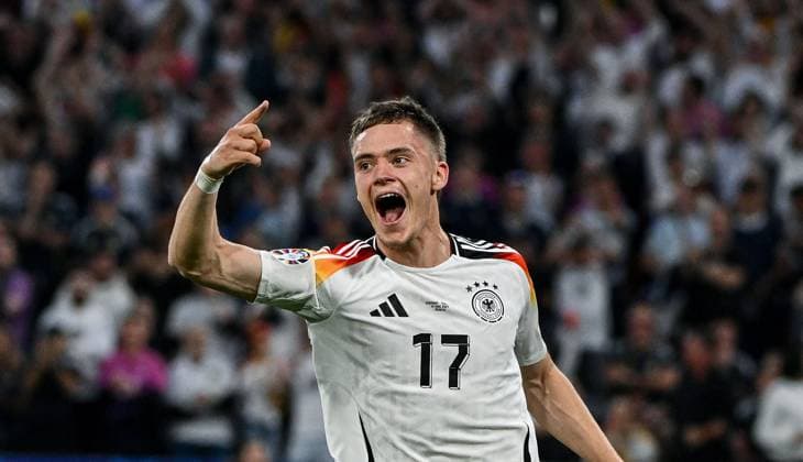 Sport Themen der Woche KW24 Sport Bilder des Tages 14.06.2024, xpsx, UEFA EURO, EM, Europameisterschaft,Fussball 2024 Vorrunde, Deutschland - Schottland v.l. celebrate the goal, Torjubel zum 1:0 Torschütze Florian Wirtz (Deutsche Fussball Nationalmannschaft DFB) (DFL DFB REGULATIONS PROHIBIT ANY USE OF PHOTOGRAPHS as IMAGE SEQUENCES and or QUASI-VIDEO) München Bayern Deutschland (DEU) *** 14 06 2024, xpsx, UEFA Euro 2024 preliminary round, Germany Scotland v l celebrate the goal, goal celebration for 1 0 goal scorer Florian Wirtz German national football team DFB DFL DFB REGULATIONS PROHIBIT ANY USE OF PHOTOGRAPHS as IMAGE SEQUENCES and or QUASI VIDEO Munich Bayern Germany DEU