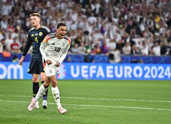 14 06 2024, xscotx, European Football Championship 2024, Germany Scotland, emspor, v l Jamal Musiala German national football team DFB celebrate the goal, The goal celebration for 2 0 Munich