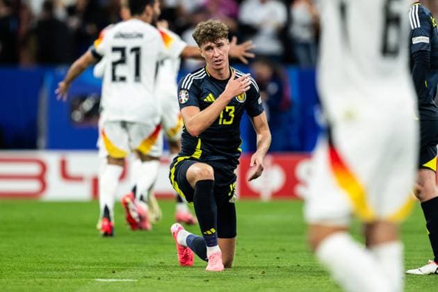 240614 Jack Hendry of Scotland looks dejected during the UEFA Euro 2024 Football Championship match between Germany and Scotland on June 14, 2024 in Munich Photo Mathias Bergeld BILDBYRAN kod MB MB0933 fotboll football soccer fotballs em europamästskap em uefa euro uefa european football championship euro 2024 tyskland germany scotland bbeng skottland depp  Copyright: MATHIASxBERGELD BB240614MB061