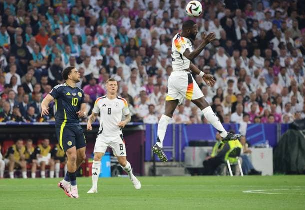 14 06 2024, Football, Men, UEFA European Championship 2024, Opening match, Group A, Germany Scotland, Antonio Ruediger Germany , Toni Kroos Germany , Che Adams Scotland Munich Allianz Arena Bayern Germany EN Copyright: xSebastianxBachx