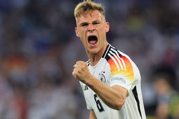 14th June 2024; Munich Football Arena, Munich, Germany; Euro 2024 Group A Football, Germany versus Scotland; 6 Joshua Kimmich (GER) celebrates as his team takes a 1-0 lead after 10 minutes  ActionPlus12654385 PierrexTeyssot
