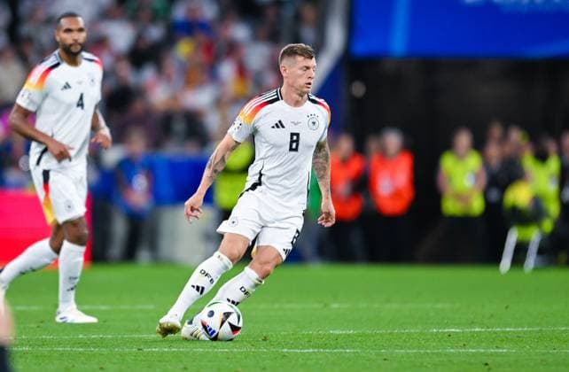 Toni Kroos Germany in action, UEFA EURO 2024 Group A, Germany vs Scotland, Munich Football Arena on June 14, 2024 in Munich, Germany Photo by Silas Schueller DeFodi Images Toni Kroos Germany controls the ball, UEFA EURO 2024 Group A, Germany vs Scotland, Munich Football Arena on June 14, 2024 in Munich, Germany Photo by Silas Schueller DeFodi Images Defodi 0580994302st Defodi-738