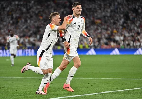 14 06 2024, xscotx, European Football Championship 2024, Germany Scotland, emspor, v l Joshua Kimmich German national football team DFB , Kai Havertz German national football team DFB celebrate the goal, The goal celebration for 3 0 Munich