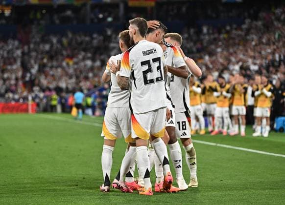 14 06 2024, xscotx, European Football Championship 2024, Germany Scotland, emspor, v l Joshua Kimmich German national football team DFB , Kai Havertz German national football team DFB celebrate the goal, The goal celebration for 3 0 Munich