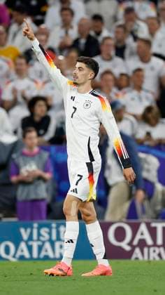 14 06 2024, Football, European Championship, Germany Scotland, GER, Munich, Munich Football Arena, picture from left Kai Havertz Germany, 7 cheers after his goal for 3 0 Copyright: HMBxMedia xHeikoxBecker