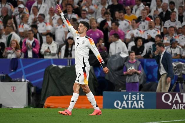 Muenchen, Munich Football Arena, 14 06 24, GER, Men, UEFA EURO 2024, Germany Scotland Picture Kai HAVERTZ Germany cheers after his goal for 3 0 Only for editorial use UEFA regulations prohibit any use of photographs as image sequences and or quasi video Bayern Germany