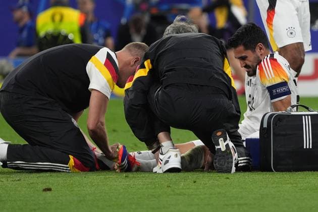 Ilkay Gündogan Germany Germany, 21 is in pain after a foul and receives treatment Munich 14 06 2024 Germany vs Scotland, EURO2024 Opening match, Group A, EM Arena Munich