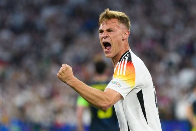 Joshua Kimmich (6 Germany) making a fist and celebrating the opening goal during the UEFA EURO, EM, Europameisterschaft,Fussball 2024 Group A football match between Germany and Scotland at Arena Munich, Germany. (Sven Beyrich SPP)  Copyright: xSvenxBeyrich SPPx spp-en-SvBe-20240614-ND5_5848