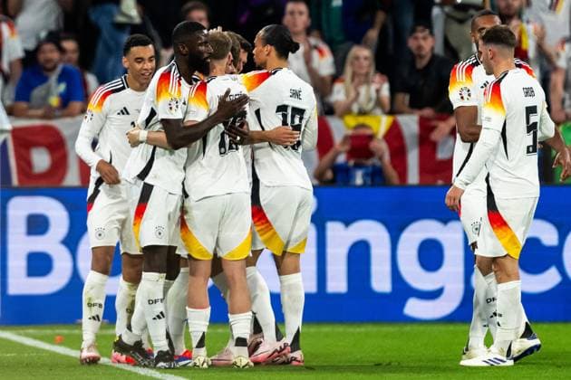 240614 Niclas Füllkrug of Germany celebrate with teammates after the 4 0 goal during the UEFA Euro 2024 Football Championship match between Germany and Scotland on June 14, 2024 in Munich Photo Mathias Bergeld BILDBYRAN kod MB MB0933 fotboll football soccer fotballs em europamästerskap em uefa euro uefa european football championship euro 2024 deutschland germany scotland bbeng skottland jubel  Copyright: MATHIASxBERGELD BB240614MB111