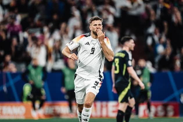 Soccer Men UEFA European Football Championship 2024 MD1 Group A Germany vs Scotland 14 06 2024 Goalscorer Niclas Füllkrug 9, Germany cheers Munich Munich Football Arena Bayern Germany