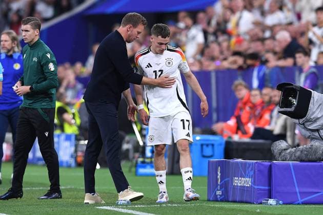 Soccer UEFA EURO 2024 group stage 1 match day opening match Germany Scotland on 14 06 2024 at the Munich Football Arena in Munich Julian Nagelsmann national coach coach Germany , left Florian Wirtz Germany , right xRx
