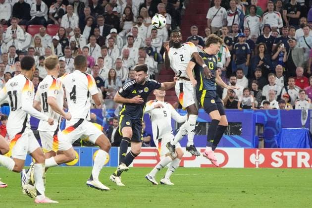 Antonio Rüdiger Germany Germany, 02 clears with a header Munich 14 06 2024 Germany vs Scotland, EURO2024 Opening match, Group A, EM Arena Munich