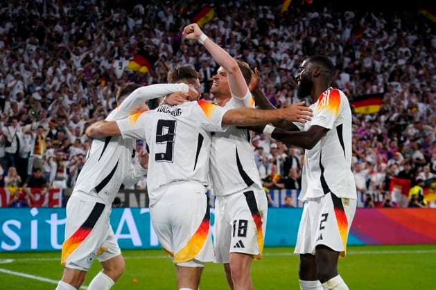 GER: Germany v Scotland. UEFA EURO, EM, Europameisterschaft,Fussball 2024 Niclas Fullkrug of Germany celebrates the 4-0 with his teammates during the UEFA Euro 2024 match between Germany and Scotland, Group A, date 1, played at Allianz Arena Stadium on June 14, 2024 in Munich, Germany. kpng Copyright: xBaguxBlancox xPRESSINPHOTOx PS_240614_GER_ESC_167