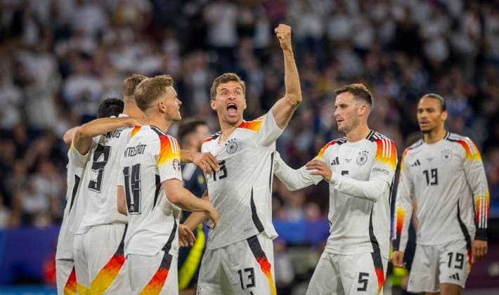 Munich, Germany 14th Jun 2024 Goal celebration Niclas Füllkrug DFB Maximilian Mittelstädt DFB Thomas Müller DFB Pascal Groß DFB Germany Scotland Germany Scotland 14 06 2024