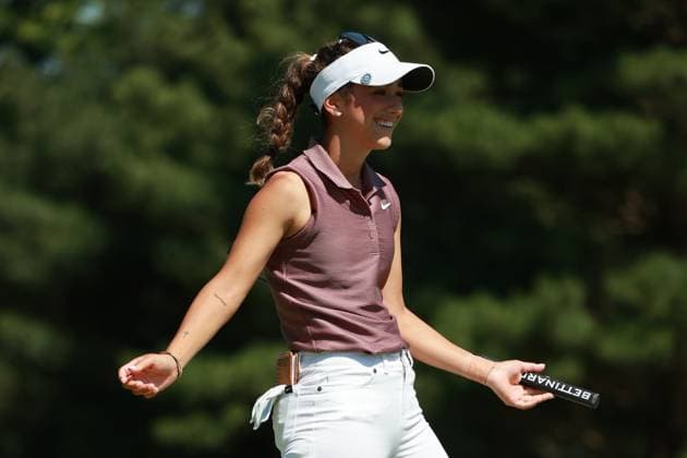 Meijer LPGA, Golf Damen Classic Isabella Fierro of Mexico reacts to her putt on the second green during Day Two of the Meijer LPGA Classic for Simply Give golf tournament at Blythefield Country Club in Belmont, MI, USA Friday, June 14, 2024. Belmont Michigan United States  Copyright: xJorgexLemusx originalFilename:lemus-meijerlp240614_np6Sx.jpg