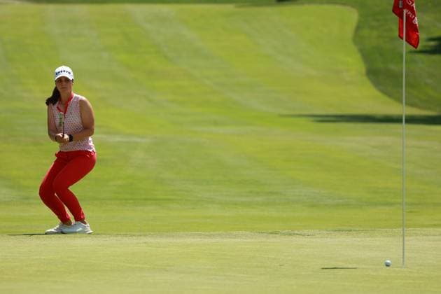 Meijer LPGA, Golf Damen Classic Benedetta Moresco of Italy reacts to her putt on the third green during Day Two of the Meijer LPGA Classic for Simply Give golf tournament at Blythefield Country Club in Belmont, MI, USA Friday, June 14, 2024. Belmont Michigan United States  Copyright: xJorgexLemusx originalFilename:lemus-meijerlp240614_npQuQ.jpg