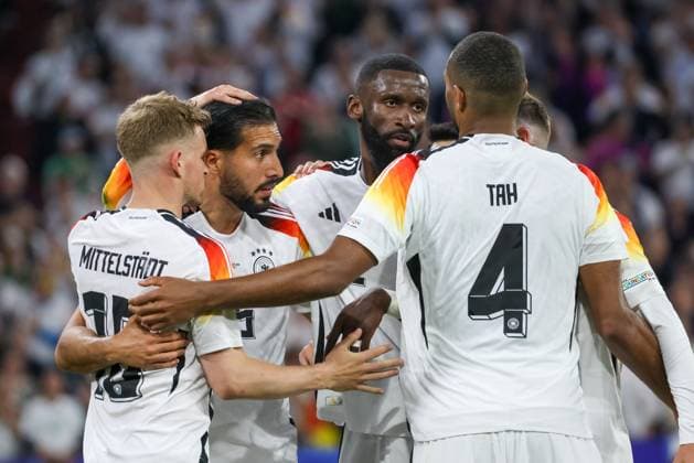 Goal celebration after the 5-0 goal by Emre Can Germany, 25 , Football, UEFA , European Championship, Group A 2024, Germany vs Scotland, 14 06 2024, Munich Football Arena, Munich, Germany Munich Football Arena Bayern Germany Copyright: xGrantxHubbsx