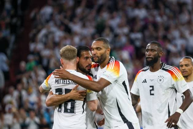 Goal celebration after the 5-0 goal by Emre Can Germany, 25 , Football, UEFA , European Championship, Group A 2024, Germany vs Scotland, 14 06 2024, Munich Football Arena, Munich, Germany Munich Football Arena Bayern Germany Copyright: xGrantxHubbsx