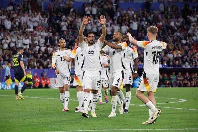 14 06 2024, Football, Men, UEFA European Championship 2024, Opening match, Group A, Germany Scotland, Goal celebration for 5 1, Goalscorer Emre Can Germany Munich Allianz Arena Bayern Germany EN Copyright: xSebastianxBachx