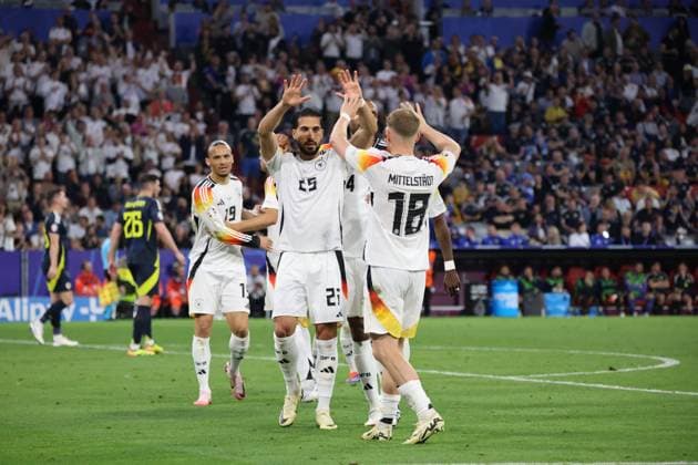 14 06 2024, Football, Men, UEFA European Championship 2024, Opening match, Group A, Germany Scotland, Goal celebration for 5 1, Goalscorer Emre Can Germany Munich Allianz Arena Bayern Germany EN Copyright: xSebastianxBachx