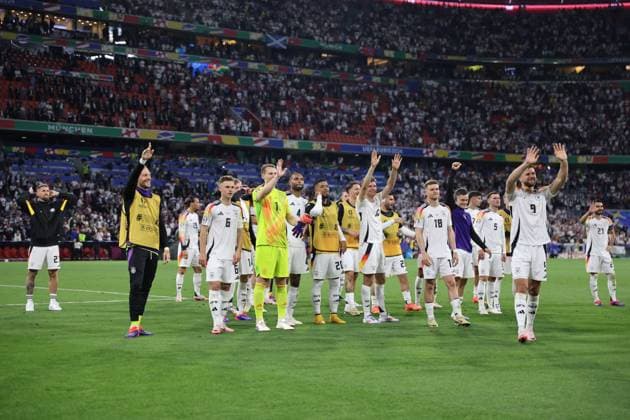 14 06 2024, Football, Men, UEFA European Championship 2024, Opening match, Group A, Germany Scotland, The German national team celebrates victory Munich Allianz Arena Bayern Germany EN Copyright: xSebastianxBachx