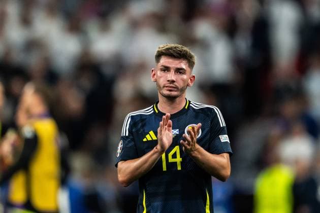 240614 Billy Gilmour of Scotland after the UEFA Euro 2024 Football Championship match between Germany and Scotland on June 14, 2024 in Munich Photo Mathias Bergeld BILDBYRAN kod MB MB0933 fotboll football soccer fotballs em europamästerskap em uefa euro uefa european football championship euro 2024 tyskland germany scotland bbeng skottland  Copyright: MATHIASxBERGELD BB240614MB148