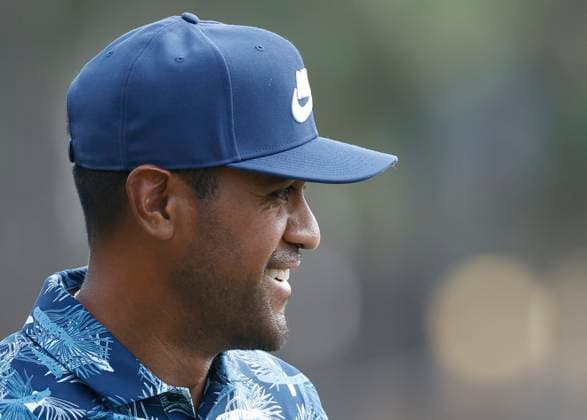 Tony Finau reacts after sinking a birdie putt on the twelfth hole during the second round of the 124th U.S. Open golf championship at Pinehurst Resort & Country Club in Pinehurst, N.C. on Friday, June 14, 2024.  NCP20240614785 JOHNxANGELILLO